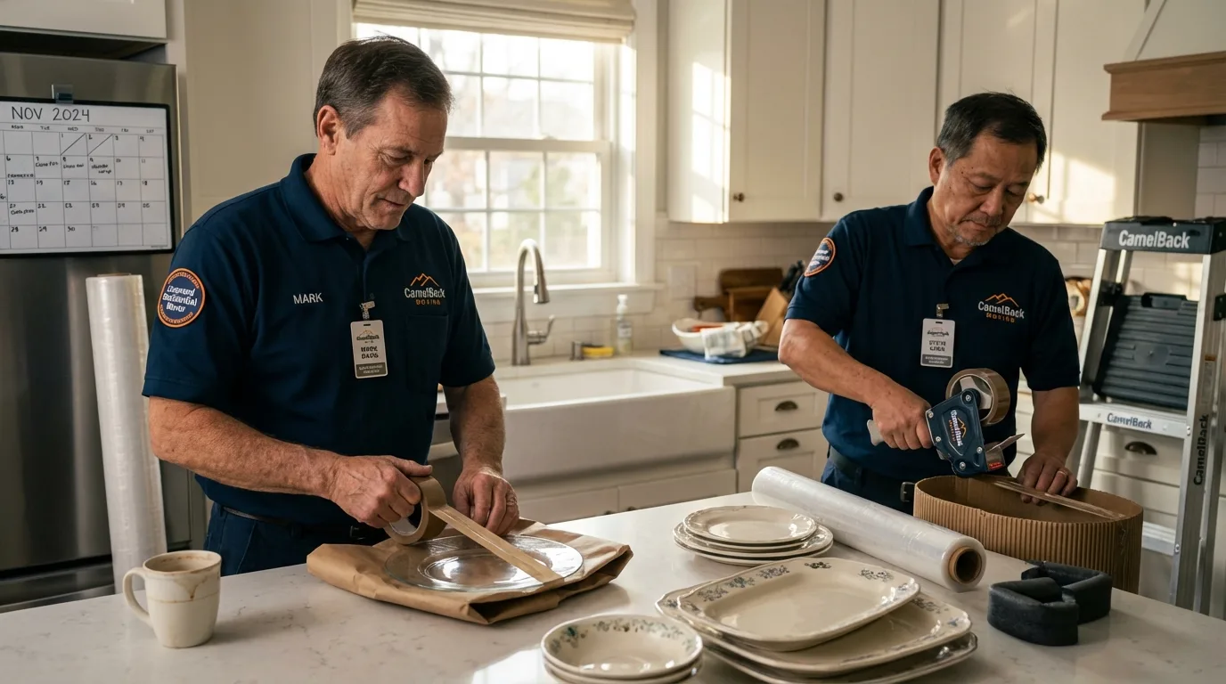 Professional crew packing kitchen dishware in Tenaha, TX